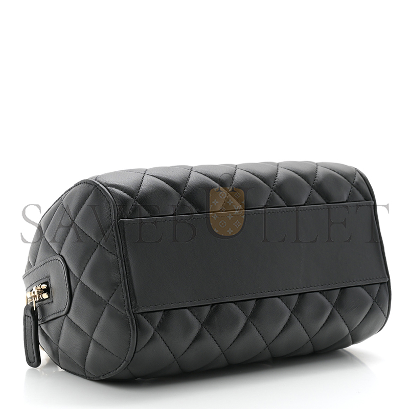 CHANEL MASTER LAMBSKIN QUILTED MINI BOWLING BAG BLACK (18*12*10cm)